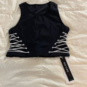 NWT Adam Selman Sport Lace up Sports Bra in Black Size Medium